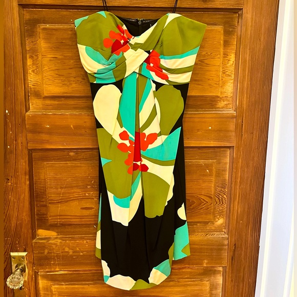 Nicole Miller Strapless Floral Cocktail Dress, Size 2 - Picture 1 of 3